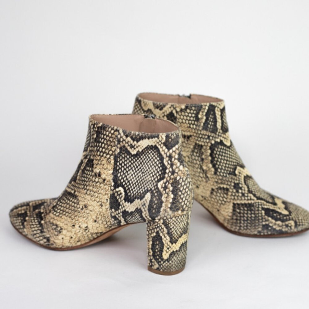 Loeffler Randal Greer Leather Ankle Boot Python Snake Print Size 8 - Picture 7 of 12